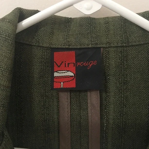 Vin Rouge Olive Green Jacket-Stripes Design - Picture 4 of 4